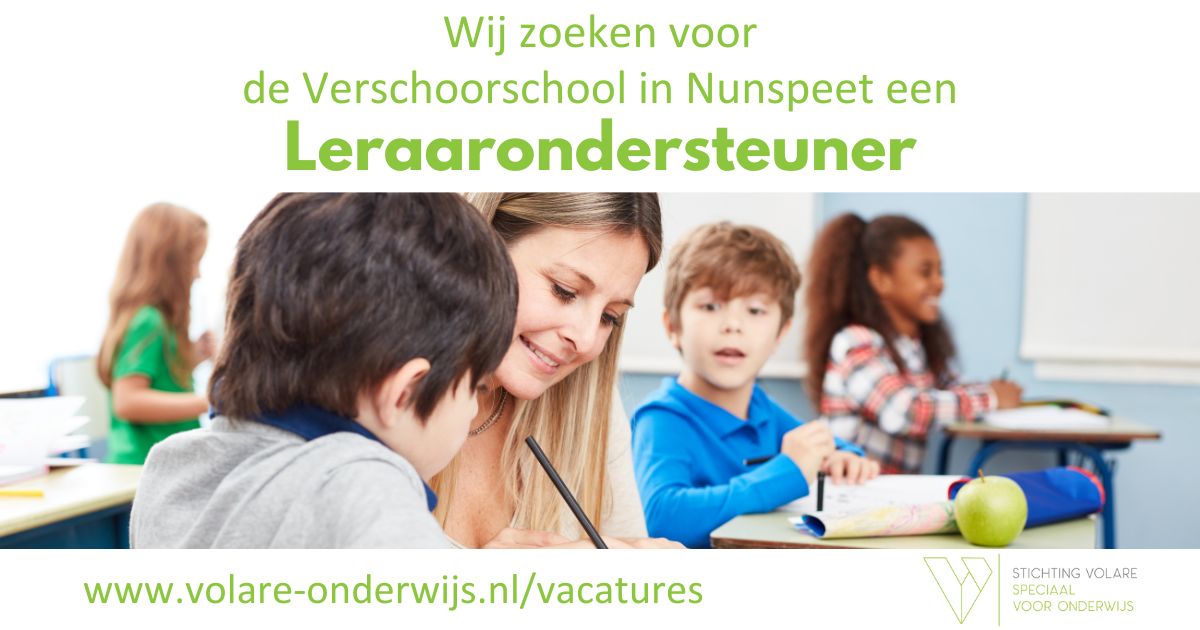 Vacature leraarondersteuner speciaal onderwijs - Volare Onderwijs